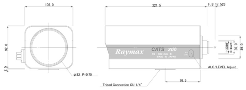 Raymax10-300mm長(cháng)焦鏡頭尺寸